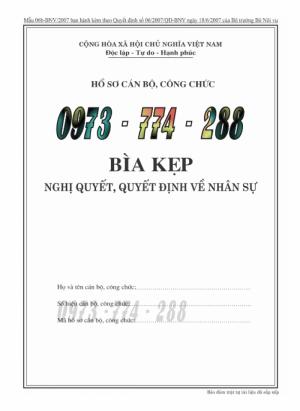 Bán bìa kẹp bảng kê thành phần tài liệu trong hồ sơ