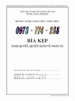 Bìa kẹp hồ sơ, cán bộ, công chức, viên chức, các loại mẫu ......
