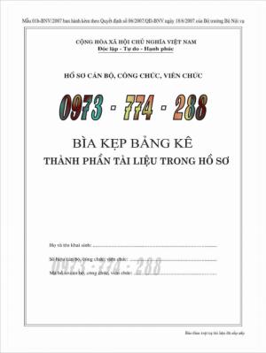 Bìa hồ sơ cán bộ, công chức, viên chức