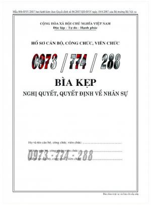 Bìa hồ sơ cán bộ, công chức, viên chức