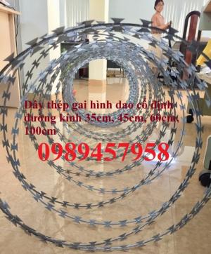Bán dây kẽm lam đường kính 45cm, Dây thép gai hình tròn, Dây thép gai biệt thự