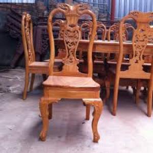 Bộ bàn ghế phòng ăn gỗ gõ đỏ mẫu đơn giản