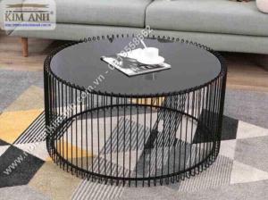 Bàn trà gỗ mặt kính