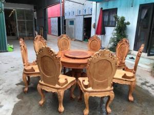 Bộ Bàn Ghế Ăn , Bàn Tròn Gỗ Gõ Đỏ Víp