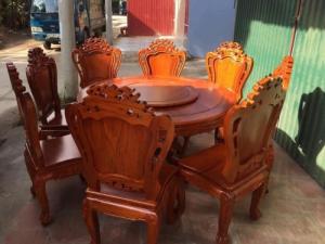 Bộ Bàn Ghế Ăn , Bàn Tròn Gỗ Gõ Đỏ Víp