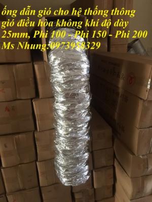 Ống gió mềm nhôm có bảo ôn cách nhiệt Phi 75 , Phi 100, Phi125, Phi 150, 200