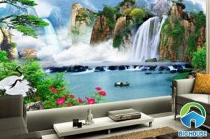 Tranh gạch men 3d cảnh sông núi