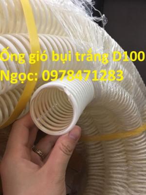 Ống gió bụi trắng, ống hút bụi lõi thép phi 100,phi 120,phi 150 hút hạt, hút bụi hàng sẵn