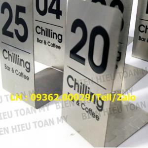 Thẻ bàn cafe -nhà hàng chất liệu mica, inox