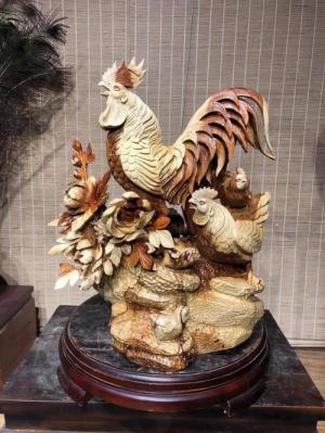 Tượng gỗ gà - Mỹ nghệ Âu Lạc