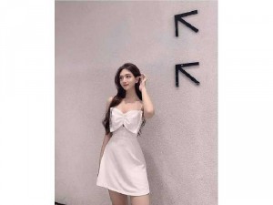 Đầm váy nữ trắng 2 dây body nơ ngực sexy