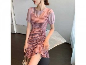 Set nữ yếm caro chân bèo rút dây áo voan