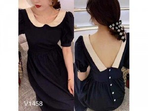Đầm váy nữ xanh mặc được 2kiểu trước sau