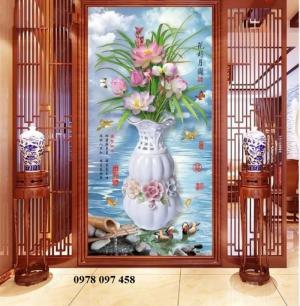 Tranh gạch men - tranh bình hoa