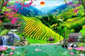 Tranh quê hương - tranh gạch men