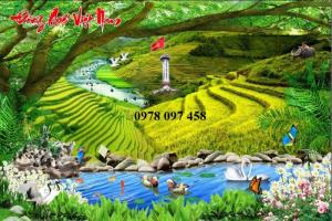 Tranh quê hương - tranh gạch men
