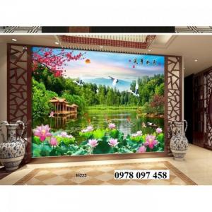 Tranh hoa sen in 3D - tranh gạch