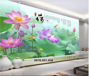 Tranh hoa sen in 3D - tranh gạch