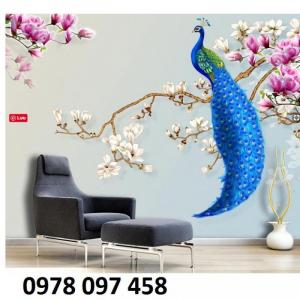 Tranh chim công xanh- tranh gạch men