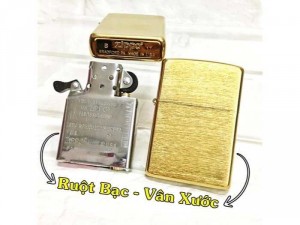 Bật lửa Zippo Mỹ vân xước - Ruột bạc, vàng