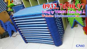 Giường lưới vải caro, sọc xanh dương, xanh rêu