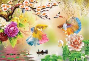 Tranh ca chép - tranh gạch 3D