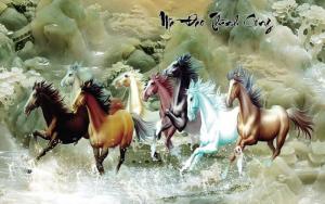 Tranh 3d con ngựa sứ ngọc sang trọng