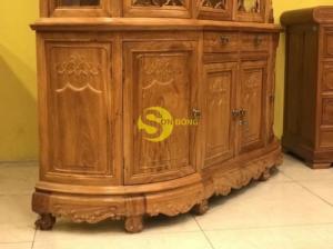 Tủ rượu gỗ gõ đỏ mặt cong 1,6m-TR06