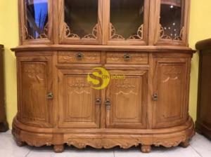Tủ rượu gỗ gõ đỏ mặt cong 1,6m-TR06