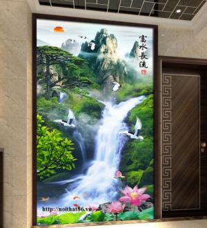 Tranh gạch 3d thác nước khổ dọc - 45vb