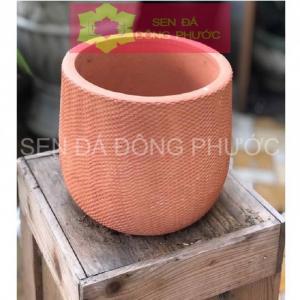 CHẬU ĐẤT NUNG HÌNH DA RẮN DẠNG TRỨNGTRỒNG SEN ĐÁ-XƯƠNG RỒNG NÂU