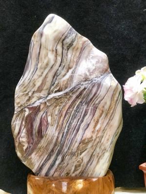 Đá cảnh tự nhiên nguyên khối vân xếp tầng Serpentine KT : C59 x N34 (Ms: 209)