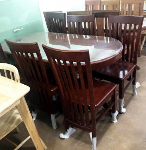 Bộ bàn ăn gỗ cao su nhập khẩu hình oval 6 ghế