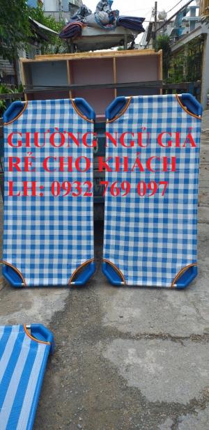 Giường mầm non vải lưới sọc caro