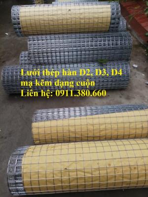 Lưới thép hàn D2, D3, D4 dạng cuộn, hàng mạ kẽm sẵn kho