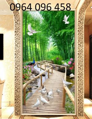 Tranh gạch men 3d dán tường khổ dọc - 12KL