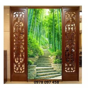 Tranh rừng tre xanh - tranh gạch