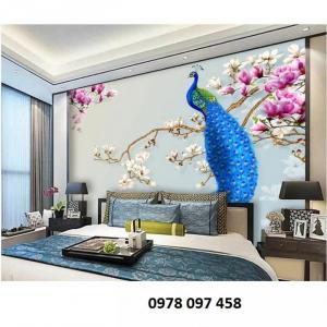 Tranh gạch 3D - tranh chim công