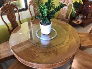 Bộ bàn ăn tròn gỗ gõ đỏ 8 ghế – BBA2188T - mâm xoay tiện lợi ????????