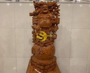Tượng di lạc ngũ phúc đứng cành đào gỗ tự nhiên cao cấp cao 70 DL170 ????????