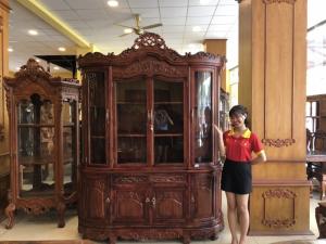 Tủ rượu cong cẩm lai 1.8m xịn 100% TR418