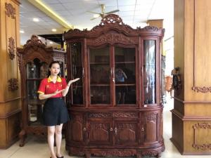 Tủ rượu cong cẩm lai 1.8m xịn 100% TR418