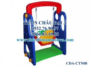 Cầu trượt nhựa xích đu đẹp cho nhà trẻ