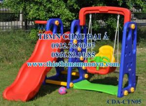Cầu trượt nhựa xích đu đẹp cho nhà trẻ