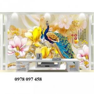 Tranh gạch chim công 3D