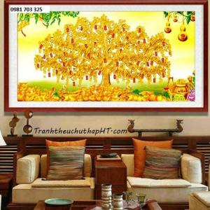 Tranh gạch men 3D cây kim tiền