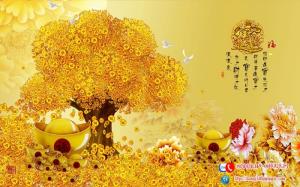 Tranh gạch men 3D cây kim tiền