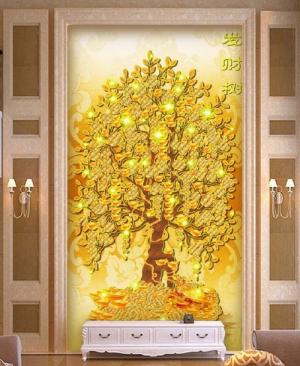 Tranh gạch men 3D cây kim tiền