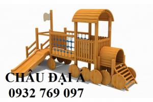 Cầu trượt gỗ mầm non đẹp