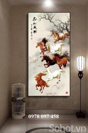 Tranh gạch 3D - tranh bát mã ốp tường